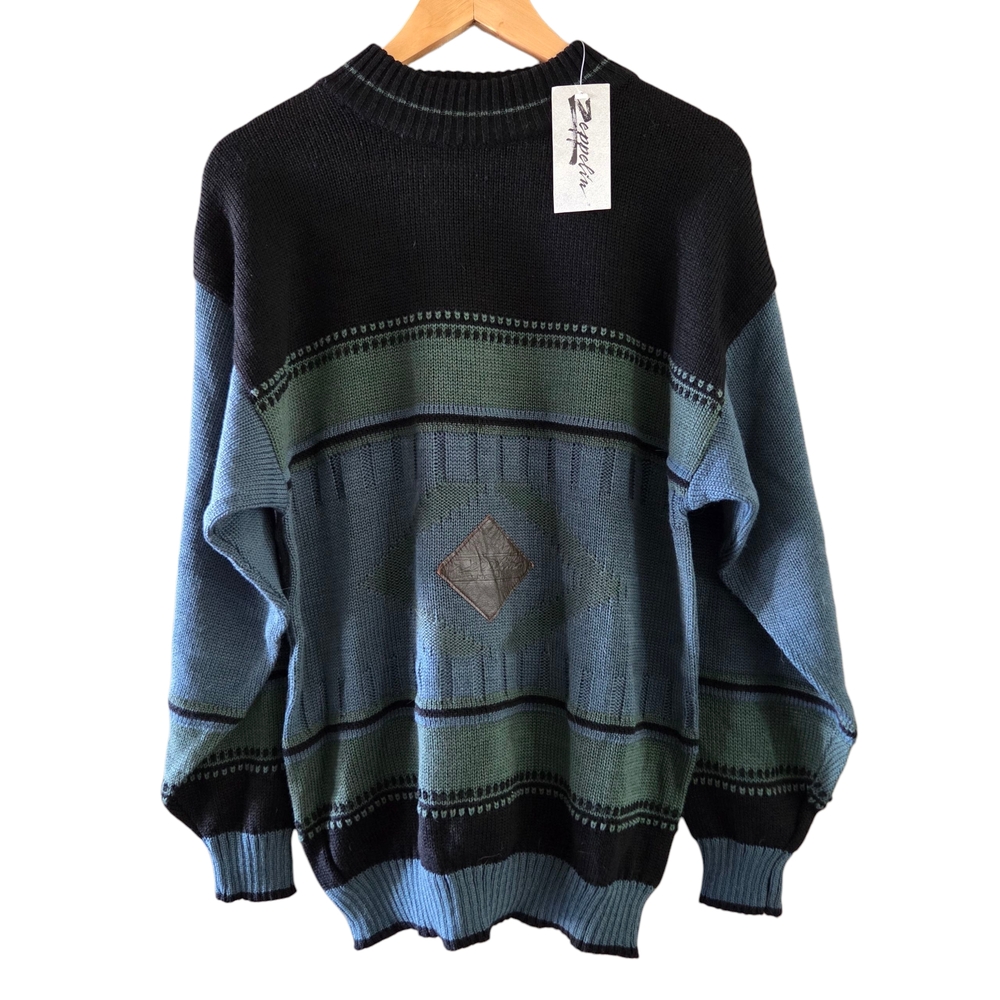 Vintage Zeppelin Style 74170 Acrylic Wool Coogi-Style Knit Men’s Sweater NWT
